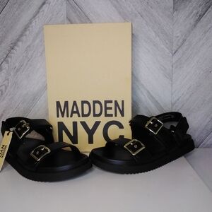 Madden NYC Women's Double Buckels Footbed Sandals Sz: US 10 Black